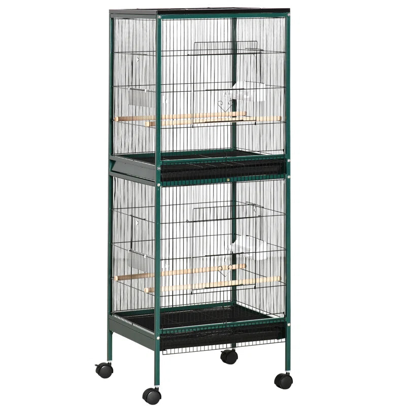 Braylynn 55" Steel Flat Top Floor Bird Cage with Wheels