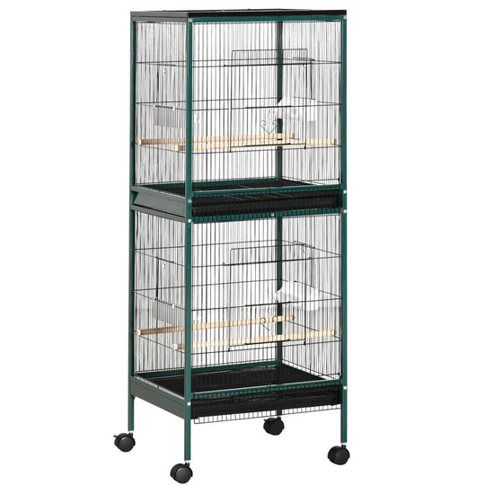 Braylynn 55" Steel Flat Top Floor Bird Cage with Wheels