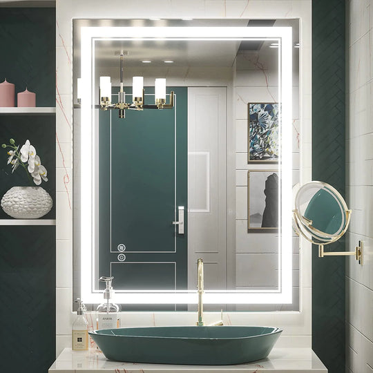 Full Size Front & Back LED Lighted Anti-Fog Tempered Glass Wall Bathroom Vanity Mirror, 3-Year Warranty & ETL Certification