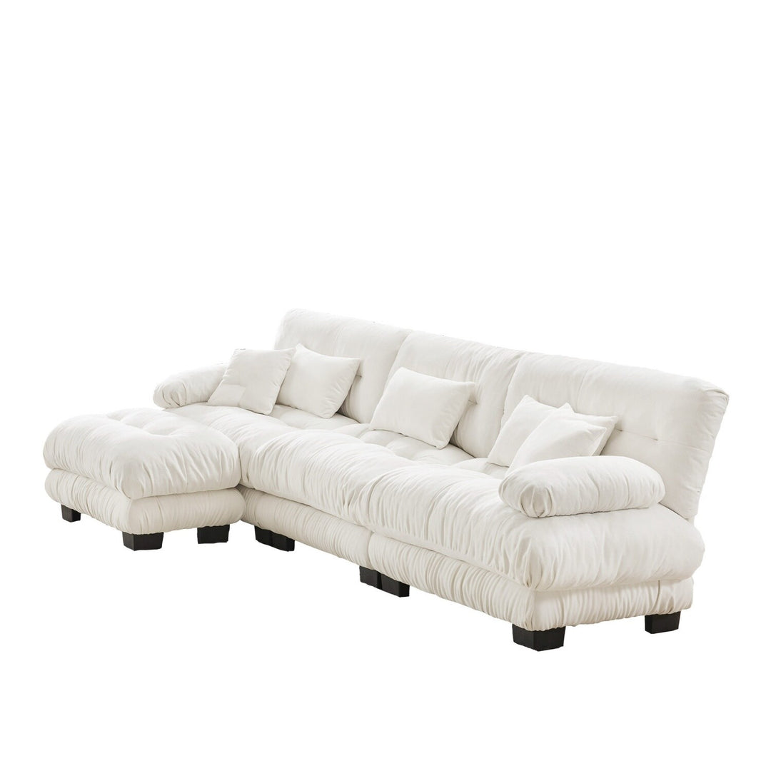 Luxury Chenille Modular Upholstered Sectional Sofa Couch with Convertible Ottoman