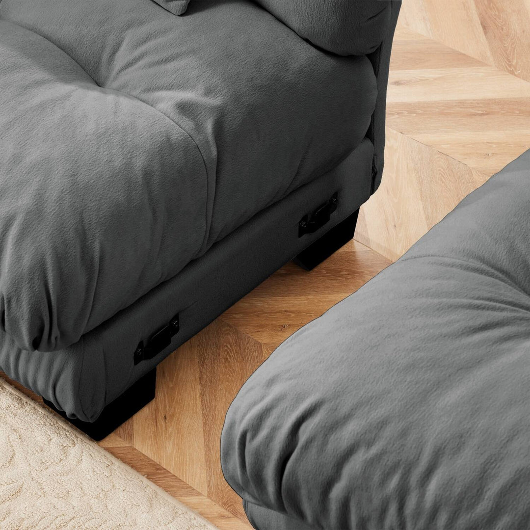 Luxury Chenille Modular Upholstered Sectional Sofa Couch with Convertible Ottoman