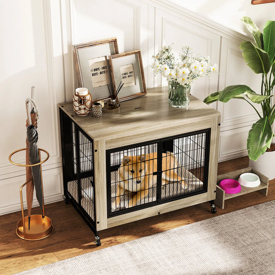 Dog Crate Furniture Industrial Dog Kennel W/ Flip-Up Top