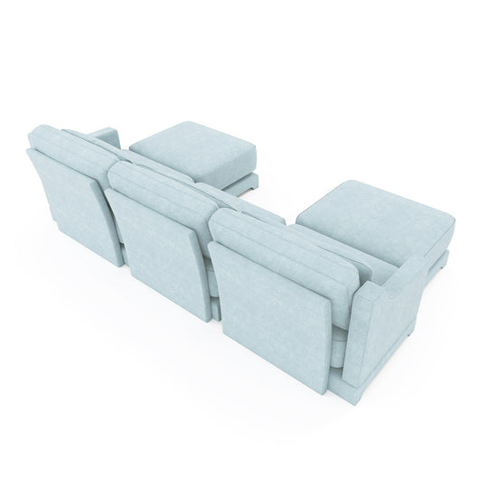 Modern Chenille 4-Seater Sofa with 2 Ottoman, Lumbar Cushions, Ergonomic Backrest, High-Resilience Spongeand Tufted Armrests
