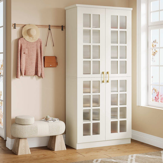8-Tier Modern Shoe Storage Cabinet with Doors and Adjustable Shelves