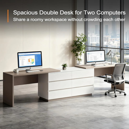 144 Inch Modern Home Office Expandable Dresser Desk