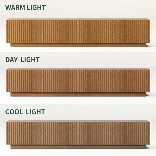 86.6" Modern Walnut TV Stand with Grille Doors & Storage for 90" Tvs - 86.6"Wx15.9"Dx17.5"H