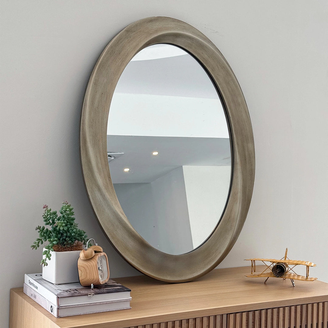 Antique Baroque Oval Wall Art Mirror Beveled Frame Accent Mirror