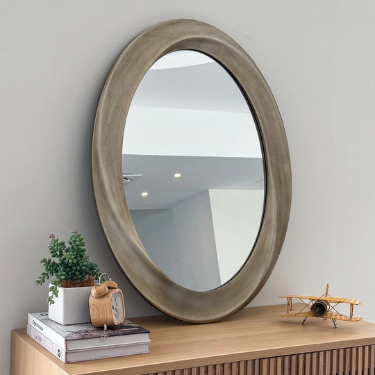 Antique Baroque Oval Wall Art Mirror Beveled Frame Accent Mirror