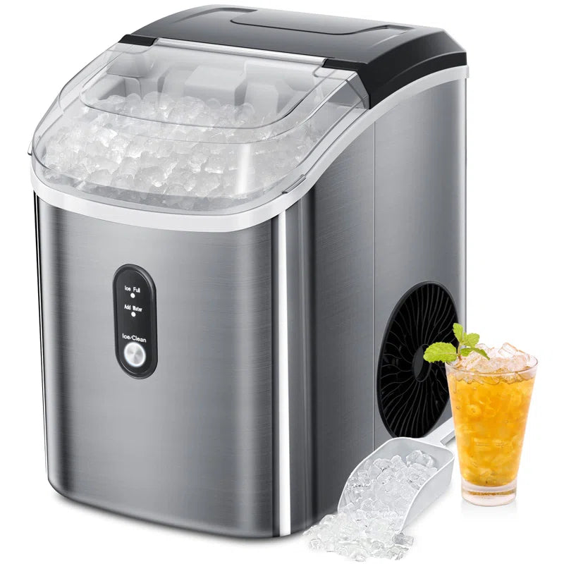 Nugget Countertop Ice Maker with Soft Chewable Ice, Automatic 34S in 24 Hours, Pebble Portable Ice Machine with Ice Scoop, Self-Cleaning, One-Click Operation, for Kitchen,Office