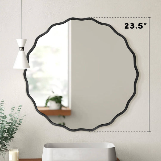 Aluminum Alloy Framed Wavy round Wall Mirror