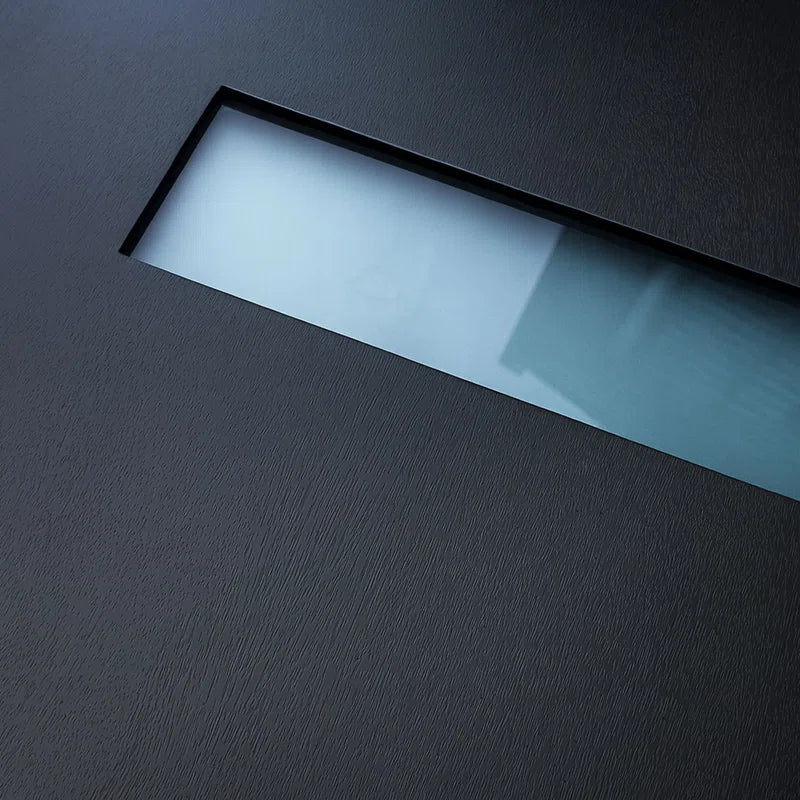 80 In. Black Entry Door Slab with Frost Glass-Inswing