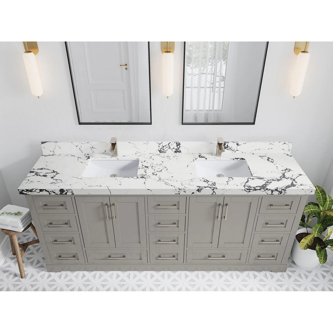 Willow Collection 84 in W X 22 in D X 36 in H Boston Double Bowl Sink Bathroom Vanity with Countertop