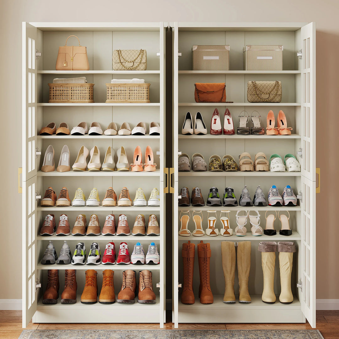 9-Tier Shoe Cabinet with Adjustable Shelves and Doors (71 Inches)
