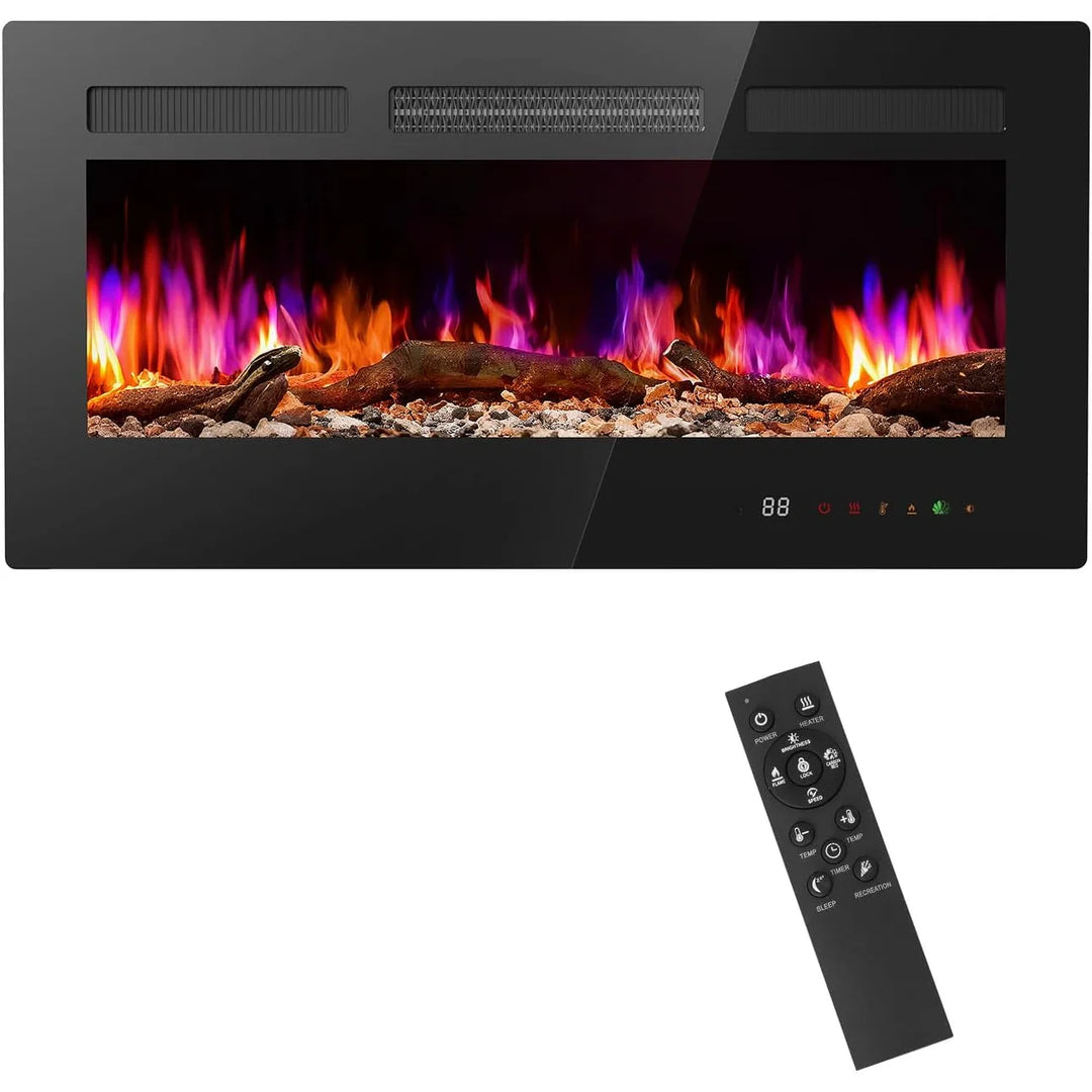3-In-1 Electric Fireplace: 1500W Wall Mount, Recessed or Freestanding Heater with Remote & Touch Control