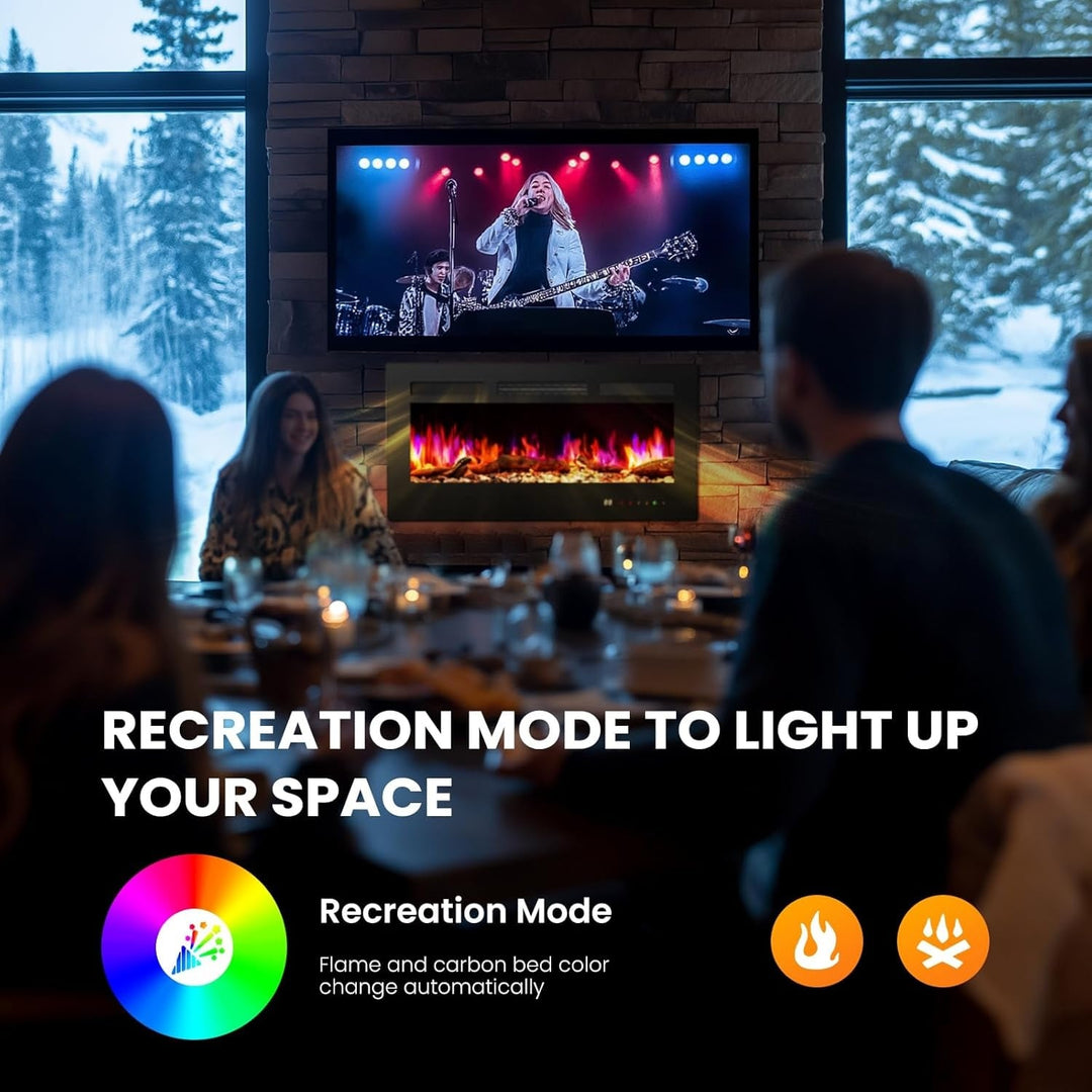 3-In-1 Electric Fireplace: 1500W Wall Mount, Recessed or Freestanding Heater with Remote & Touch Control