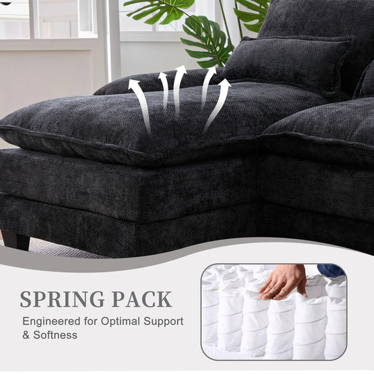 6-Seat Chenille Upholstered Modern U-Shaped Sectional Multifunctional Sofa with 2 Cup Holders,Pull-Out Storage Space