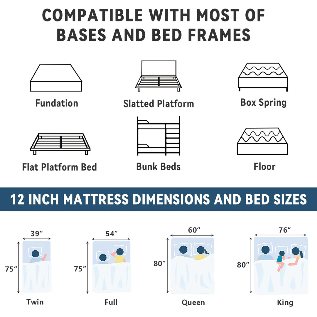 12-Inch Hybrid Mattress with Memory Foam Comfort & Individually Wrapped Coils