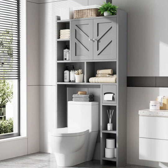Over-The-Toilet Bathroom Storage Cabinet with Tissue Holder