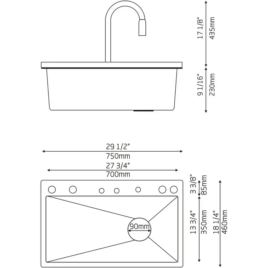 304 Stainless Steel Waterfall Kitchen Sink Set with Pull-Down Faucet KS2207 (Series)