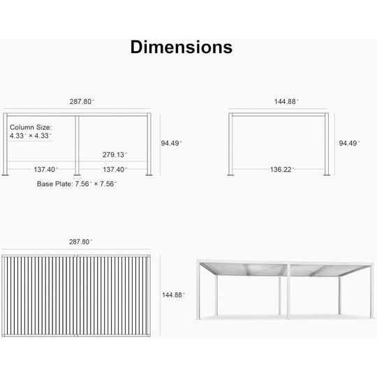 Louvered Pergola Modern White Pergola with Adjustable Roof for Deck Backyard Garden