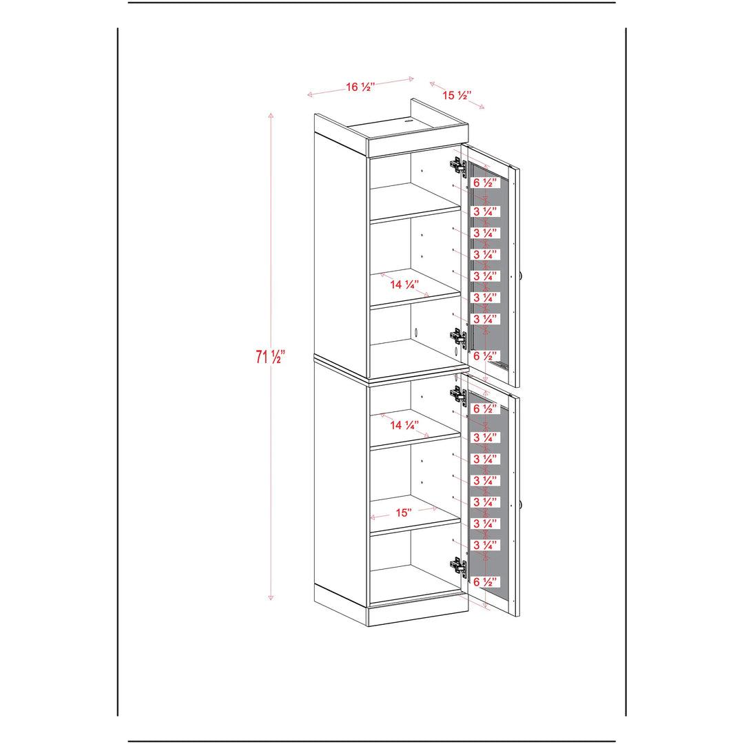 100% Solid Wood Bathroom Storage Cabinet, Adjustable Shelves, 16.5" Wide, 35.75" Tall