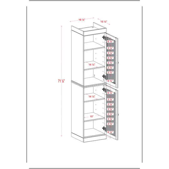100% Solid Wood Bathroom Storage Cabinet, Adjustable Shelves, 16.5" Wide, 35.75" Tall