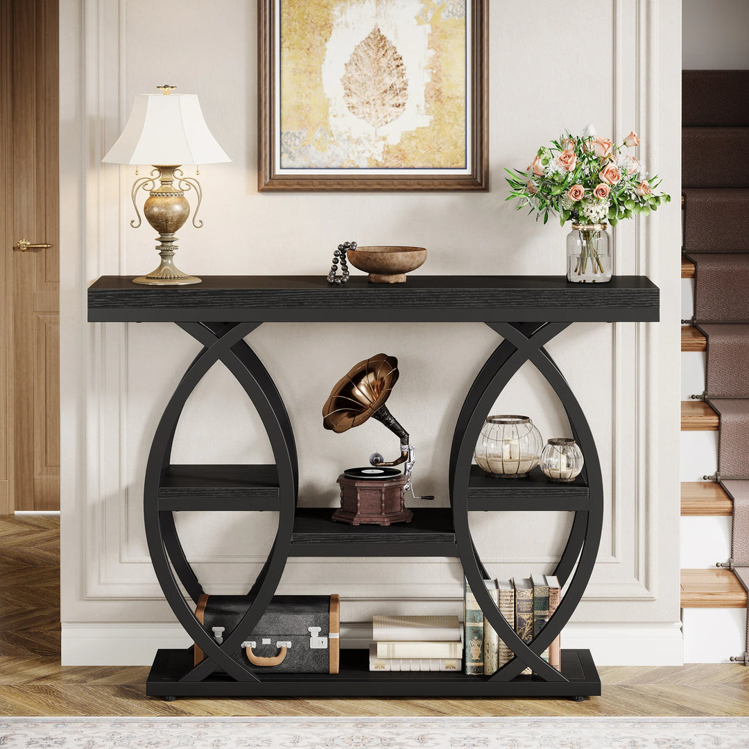 39.4" Console Table, 4-Tier Sofa Table Entryway Table for Small Spaces