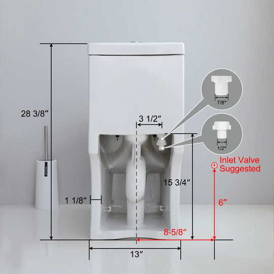 1 Piece Dual Flush Toilet White 0.8 1.28 GPF Seat Included 12 Inch Rough in - N/A