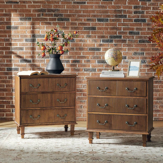 Kaybri 28"W Solid Paulownia Wood 4-Drawer End Table with Charging Station and Simple Assembly