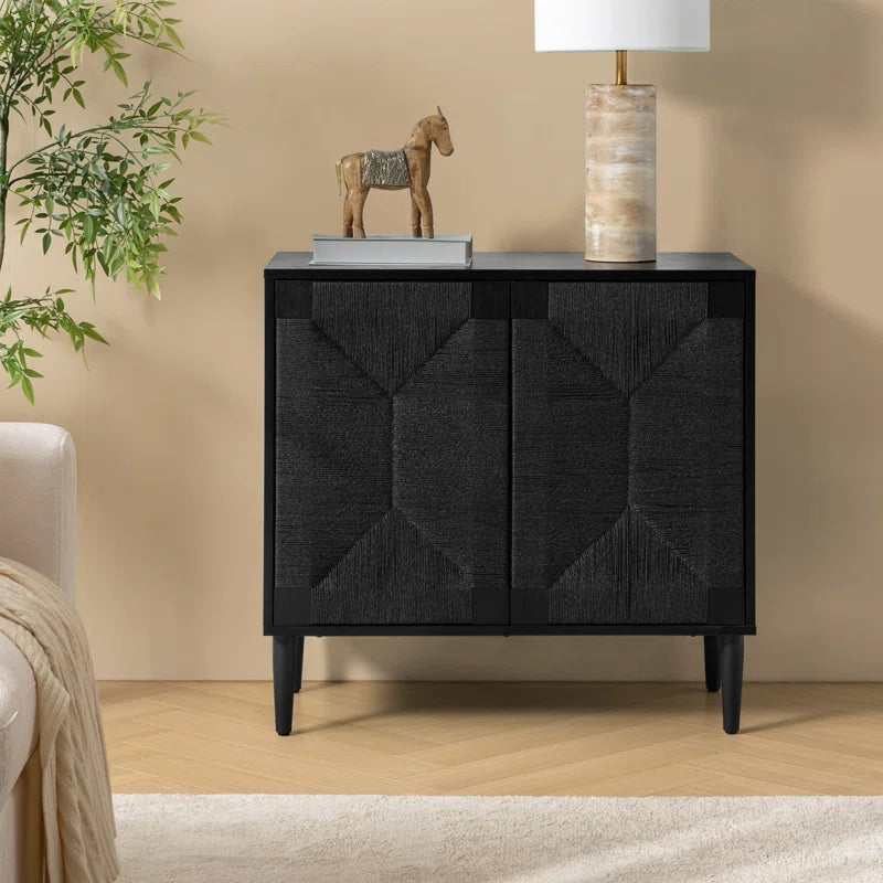 Carreiro 32"W Woven Transitional 2-Door Accent Cabinet