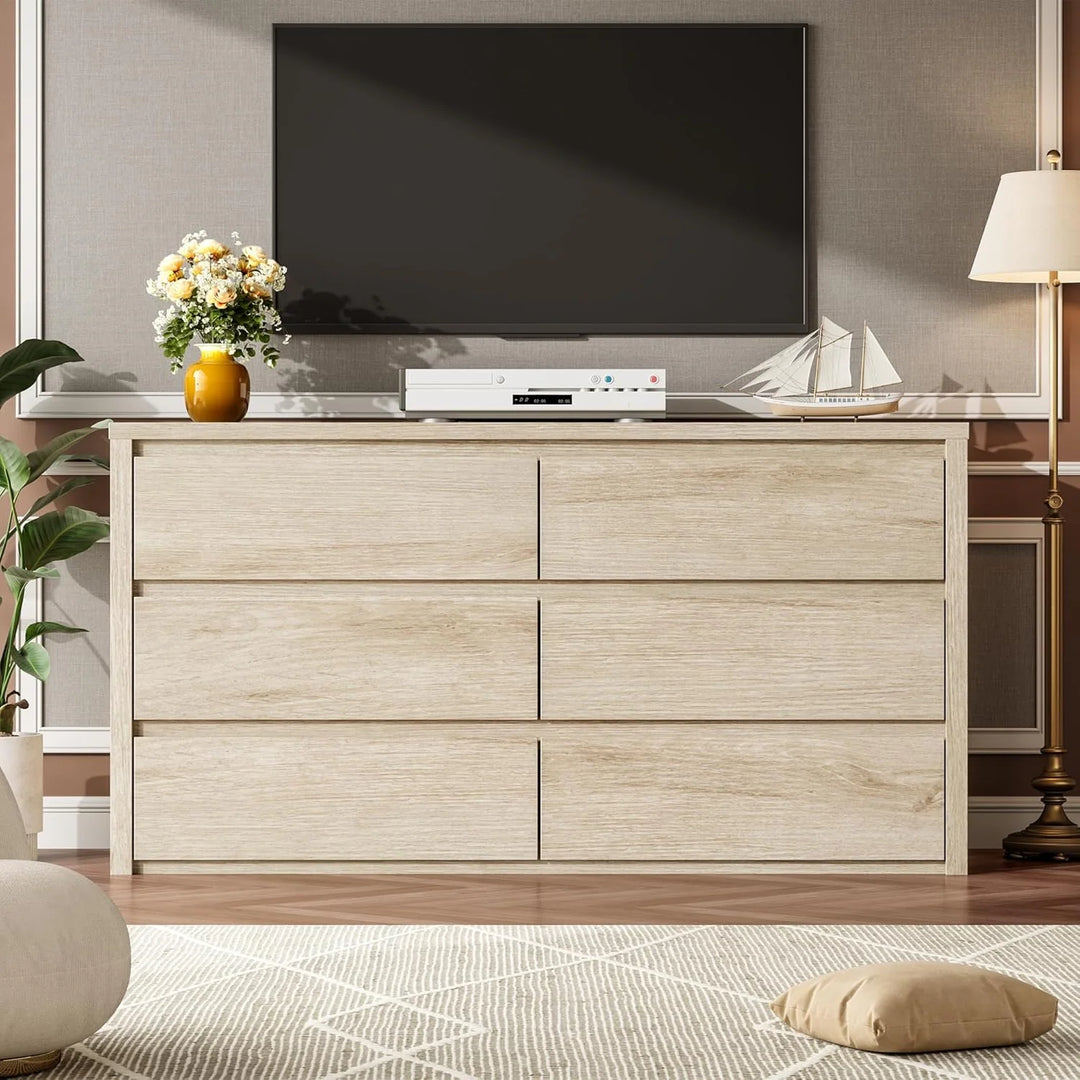 7-Drawer Dresser for Bedroom,Wide Wood Chest with Handle-Free Design,Modern Storage Cabinet for Living Room or Entryway