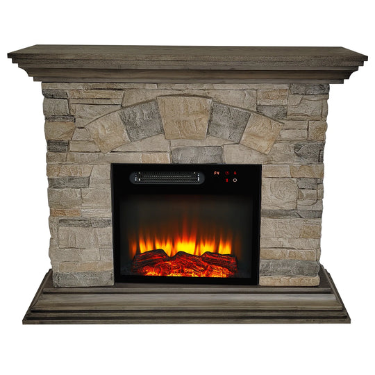 40 In. Faux Stone Freestanding Electric Fireplace - 40" in Width