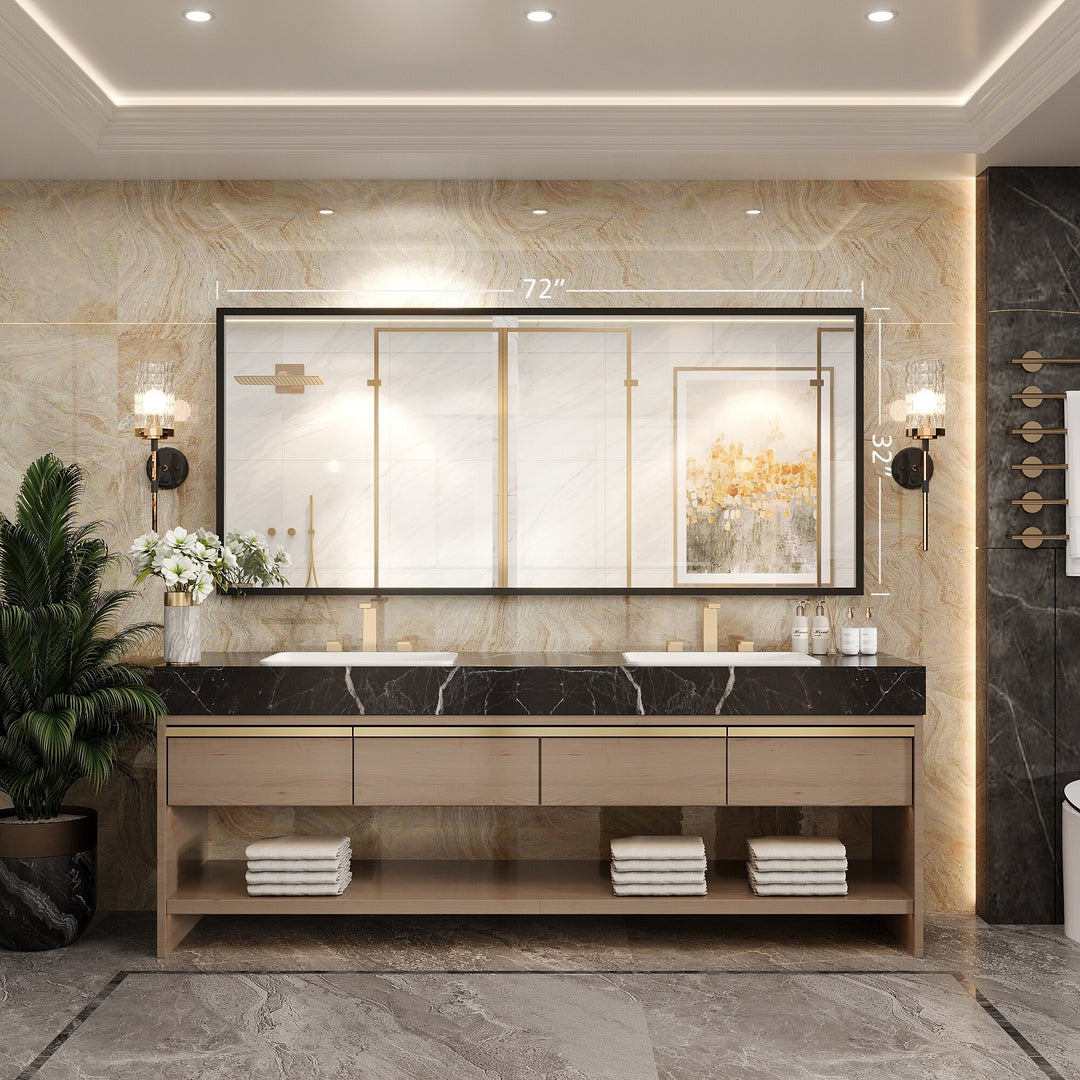 Modern Metal Framed French Cleat Mounted Wall Bathroom Vanity Mirror