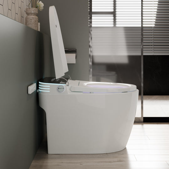 ABRUZZO Smart Bidet Toilet Auto Flush, Heated Seat, Warm Water, Dryer, Remote Control, Panel Black / White Options