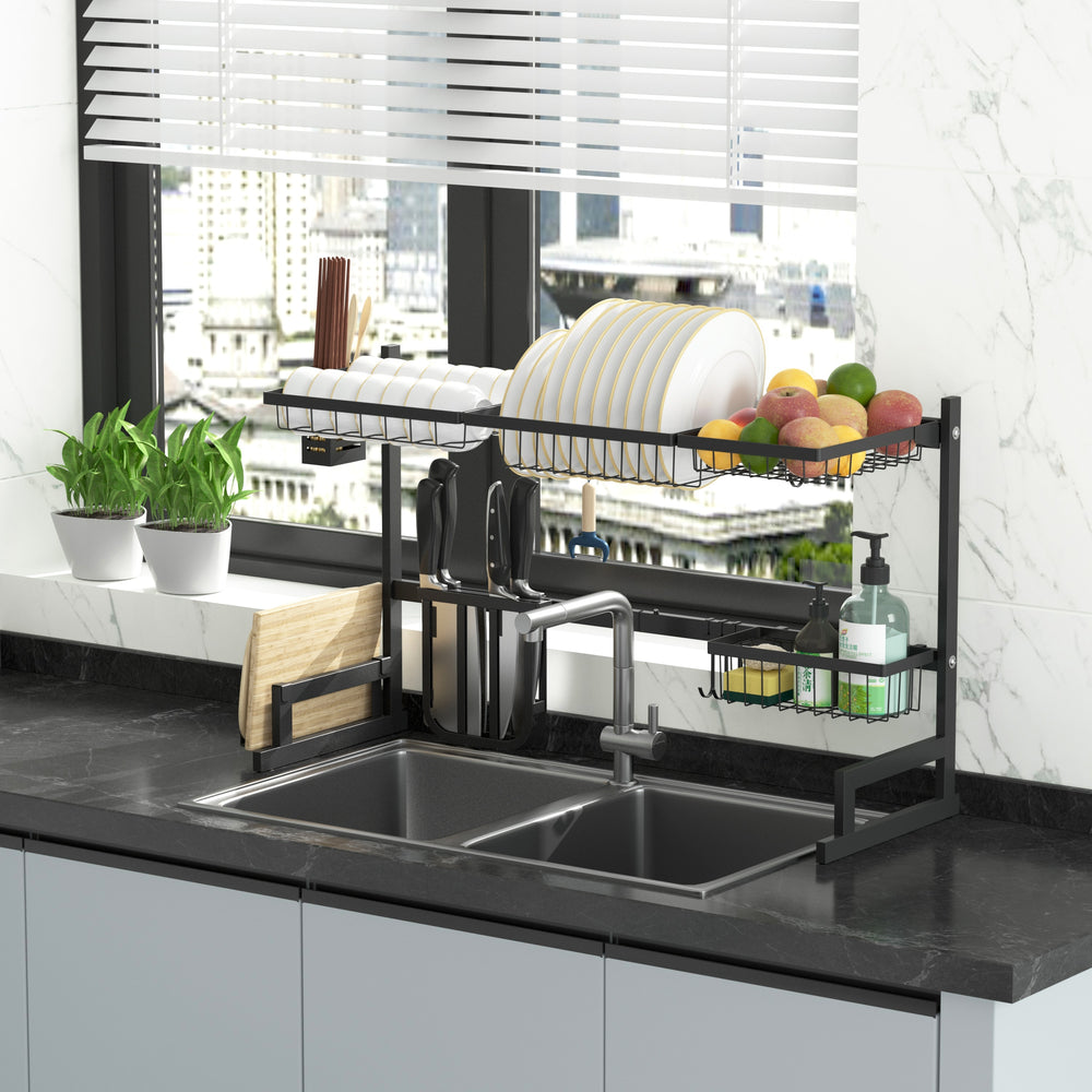 Adjustable Large Dish Drying Rack Metal over the Sink Storage Kitchen - 33.6X12.4X20.5 Inch