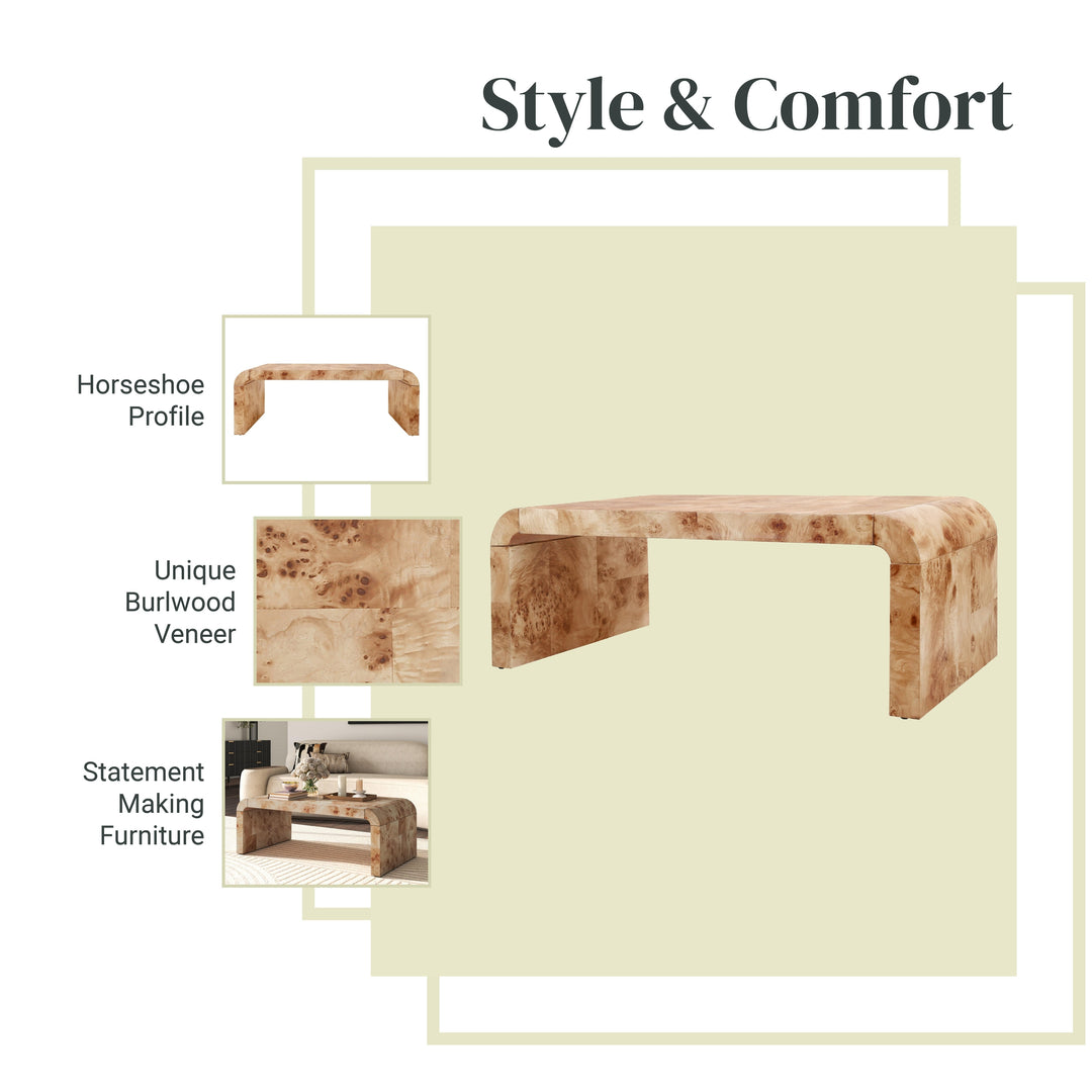 NPD Furniture Adriel Burl Wood Coffee Table