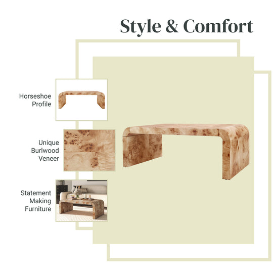 NPD Furniture Adriel Burl Wood Coffee Table