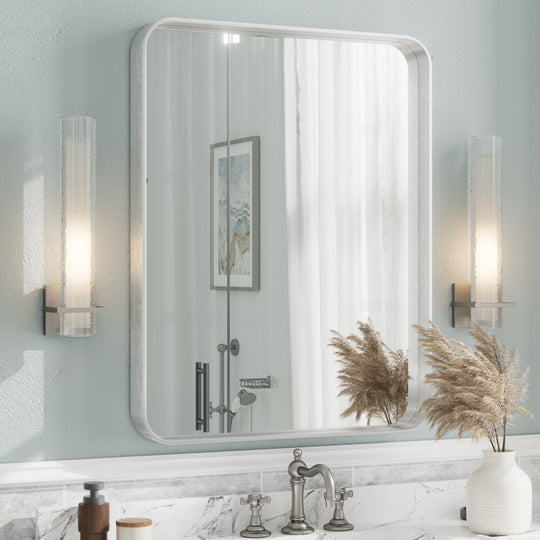 Aluminum Alloy Framed French Cleat Mounted Tempered Glass Wall Vanity Mirror