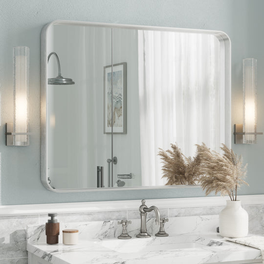 Aluminum Alloy Framed French Cleat Mounted Tempered Glass Wall Vanity Mirror