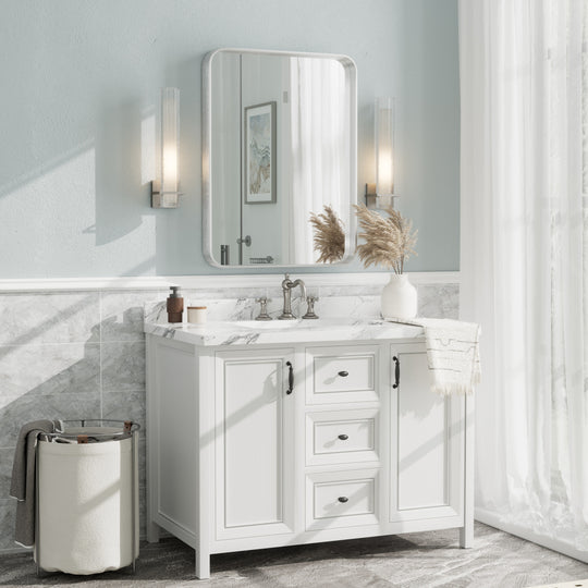 Aluminum Alloy Framed French Cleat Mounted Tempered Glass Wall Vanity Mirror