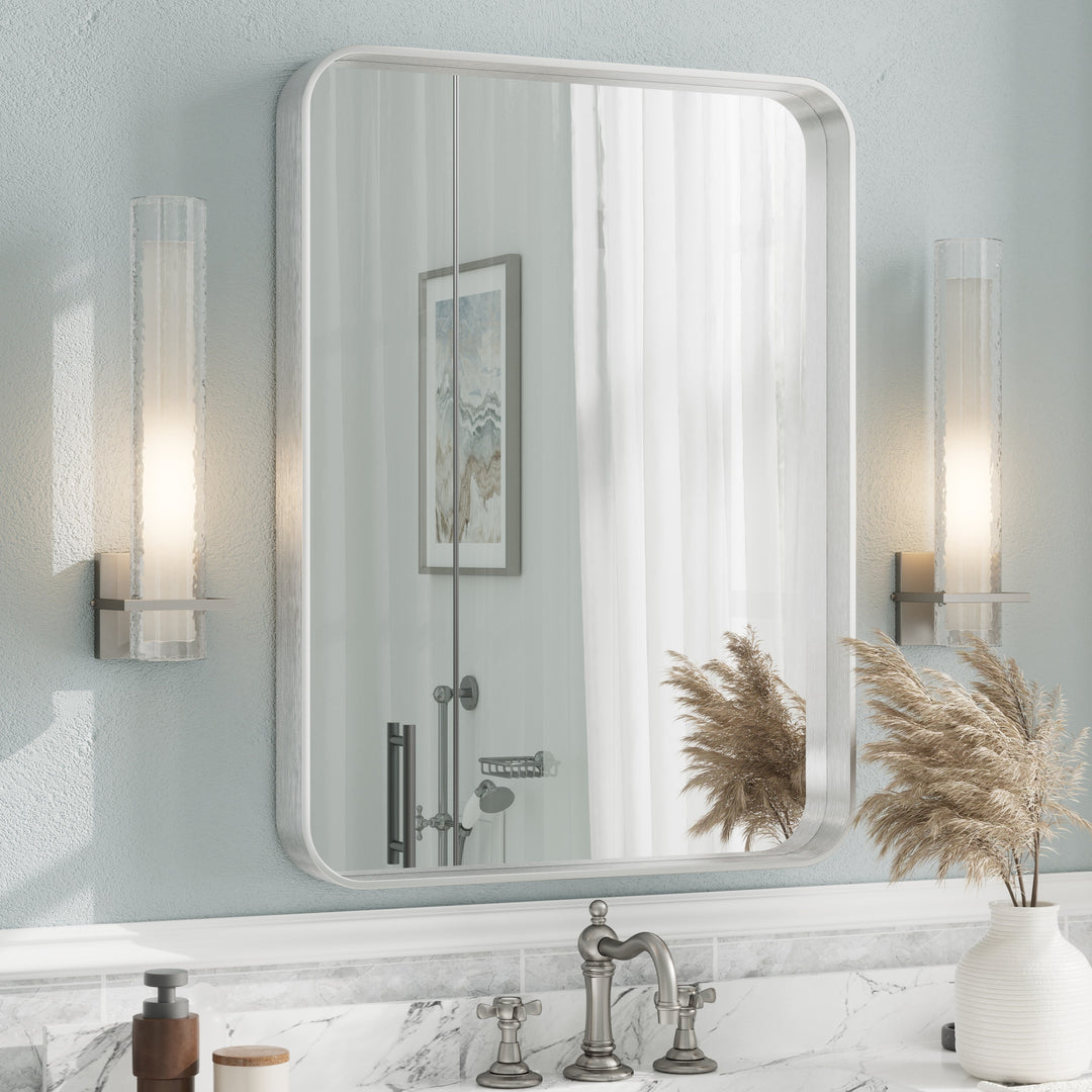 Aluminum Alloy Framed French Cleat Mounted Tempered Glass Wall Vanity Mirror