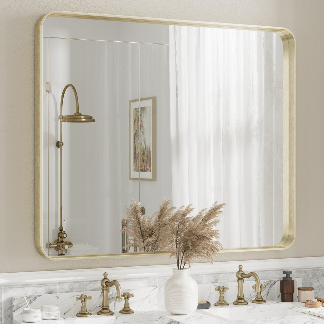 Aluminum Alloy Framed French Cleat Mounted Tempered Glass Wall Vanity Mirror