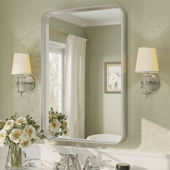 Aluminum Alloy Framed French Cleat Mounted Tempered Glass Wall Vanity Mirror