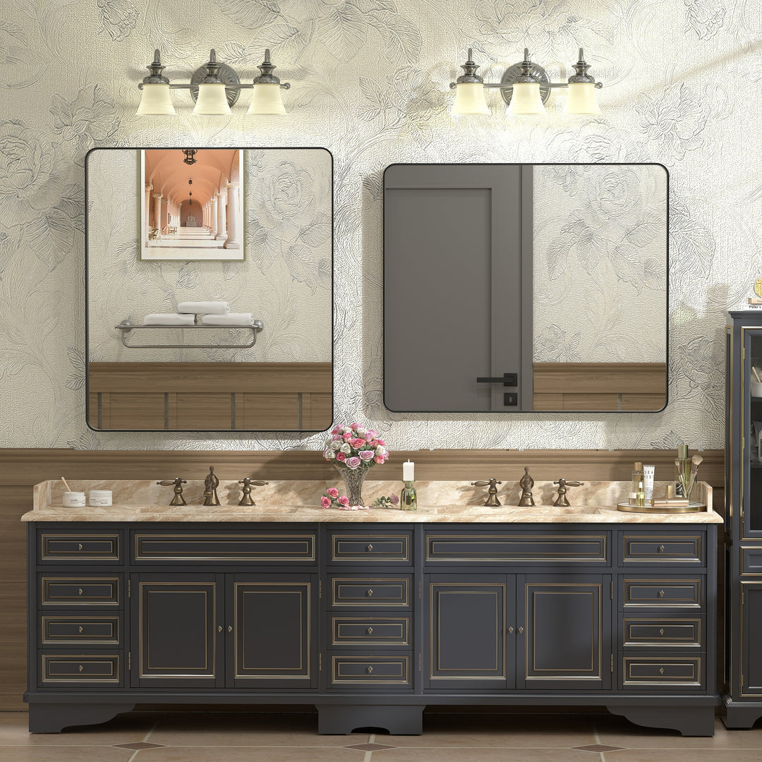 Aluminum Alloy Framed French Cleat Mounted Tempered Glass Wall Vanity Mirror