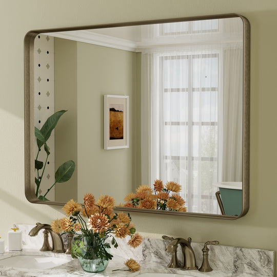 Aluminum Alloy Framed French Cleat Mounted Tempered Glass Wall Vanity Mirror