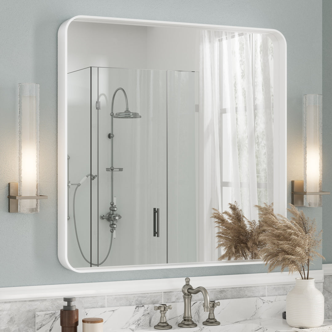 Aluminum Alloy Framed French Cleat Mounted Tempered Glass Wall Vanity Mirror