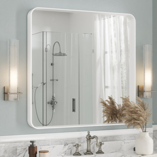 Aluminum Alloy Framed French Cleat Mounted Tempered Glass Wall Vanity Mirror