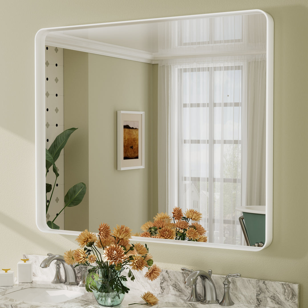 Aluminum Alloy Framed French Cleat Mounted Tempered Glass Wall Vanity Mirror