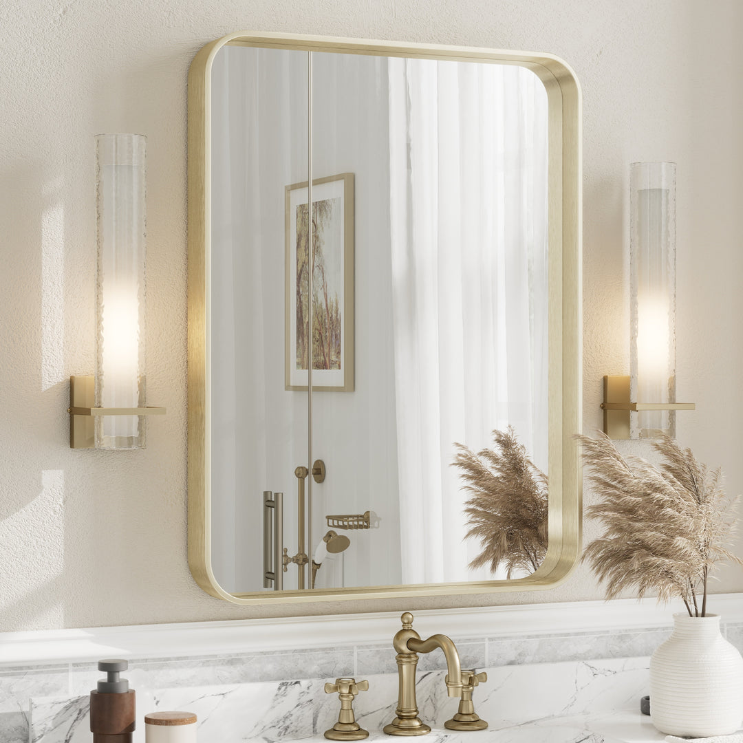 Aluminum Alloy Framed French Cleat Mounted Tempered Glass Wall Vanity Mirror