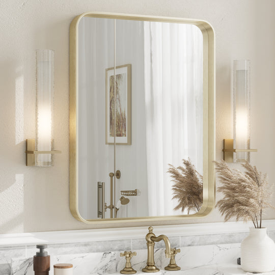 Aluminum Alloy Framed French Cleat Mounted Tempered Glass Wall Vanity Mirror